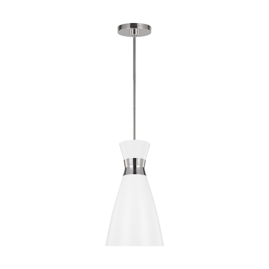 Ellen Heath 1 Light 15" Pendant, Polished Nickel/Matte White - EP1221MWTPN