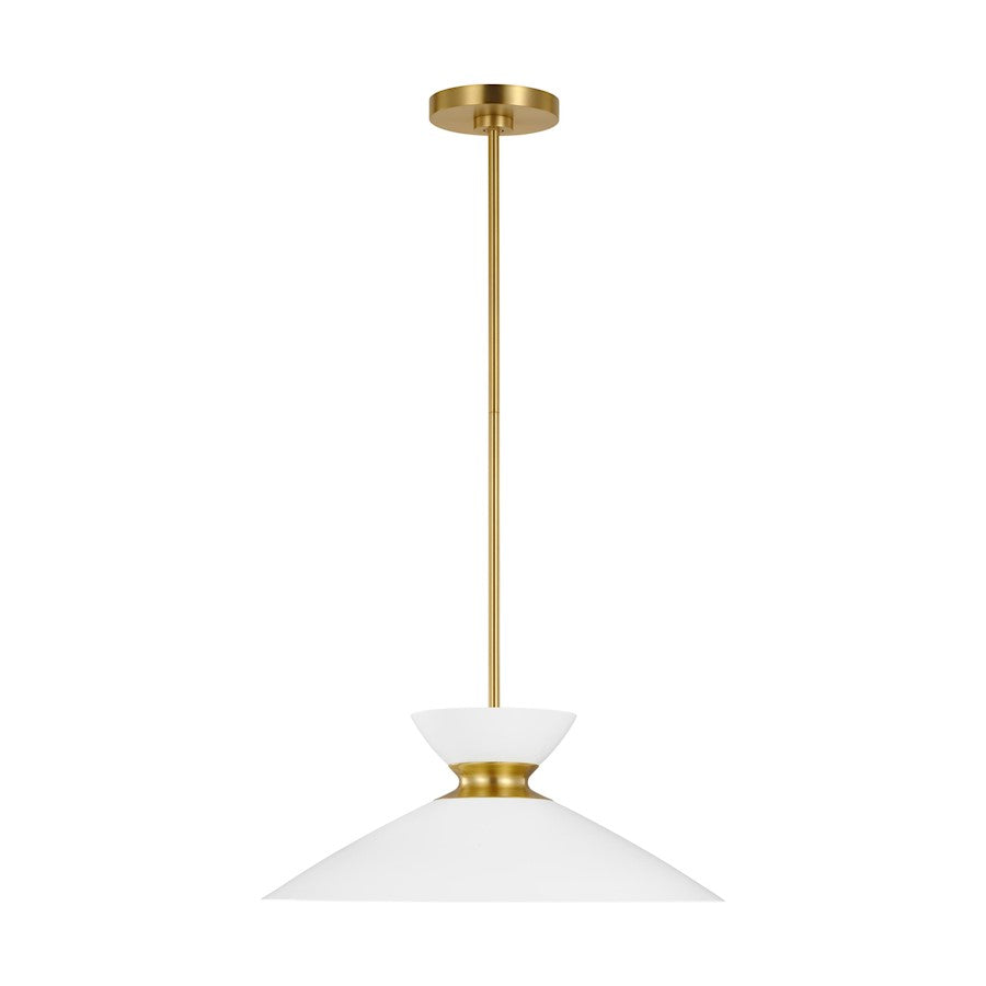 Ellen Heath 1 Light 8" Pendant, Burnished Brass/Matte White - EP1231MWTBBS