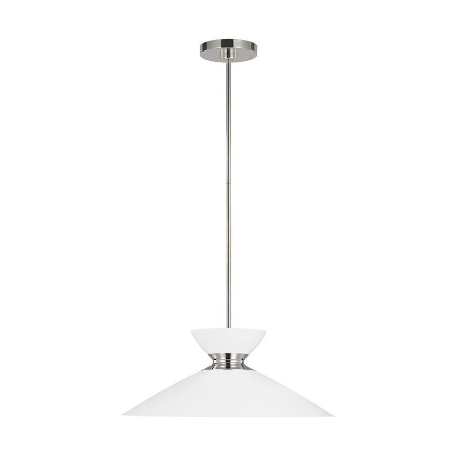 Ellen Heath 1 Light 8" Pendant, Polished Nickel/Matte White - EP1231MWTPN