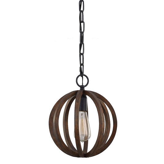 1 Light Mini Pendant, Weather Oak Wood