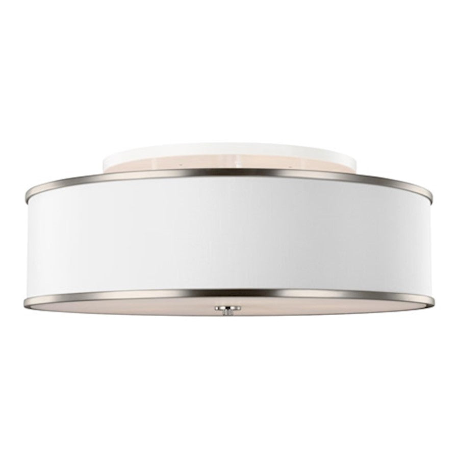 Murray Feiss Lennon 5-Light Semi-Flush, Satin Nickel/White Shantung - SF340SN