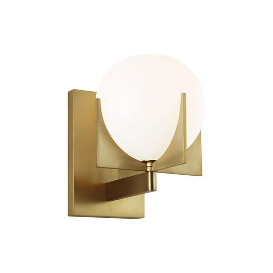 Feiss Abbott 1-Light Sconce, Burnished Brass/White Milk - VS2461BBS