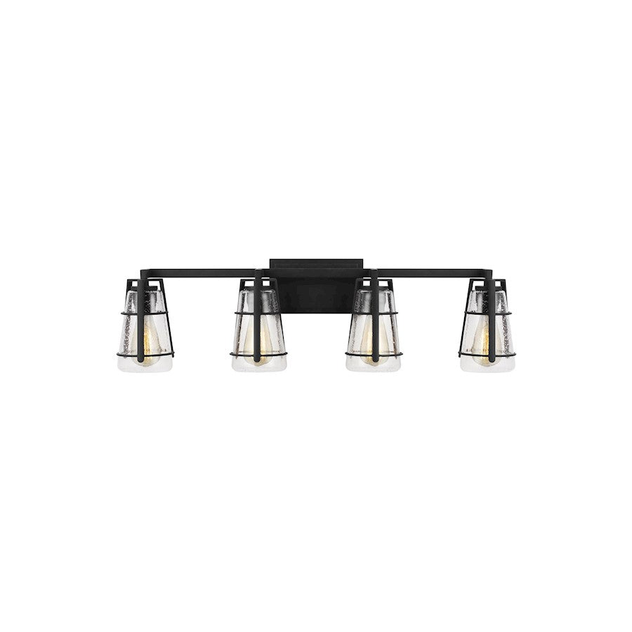 Murray Feiss Adelaide 4-Light Vanity, Midnight Black/Milk Glass - VS2474MBK