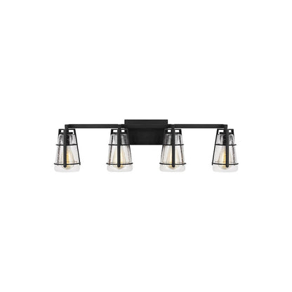 Murray Feiss Adelaide 4-Light Vanity, Midnight Black/Milk Glass - VS2474MBK