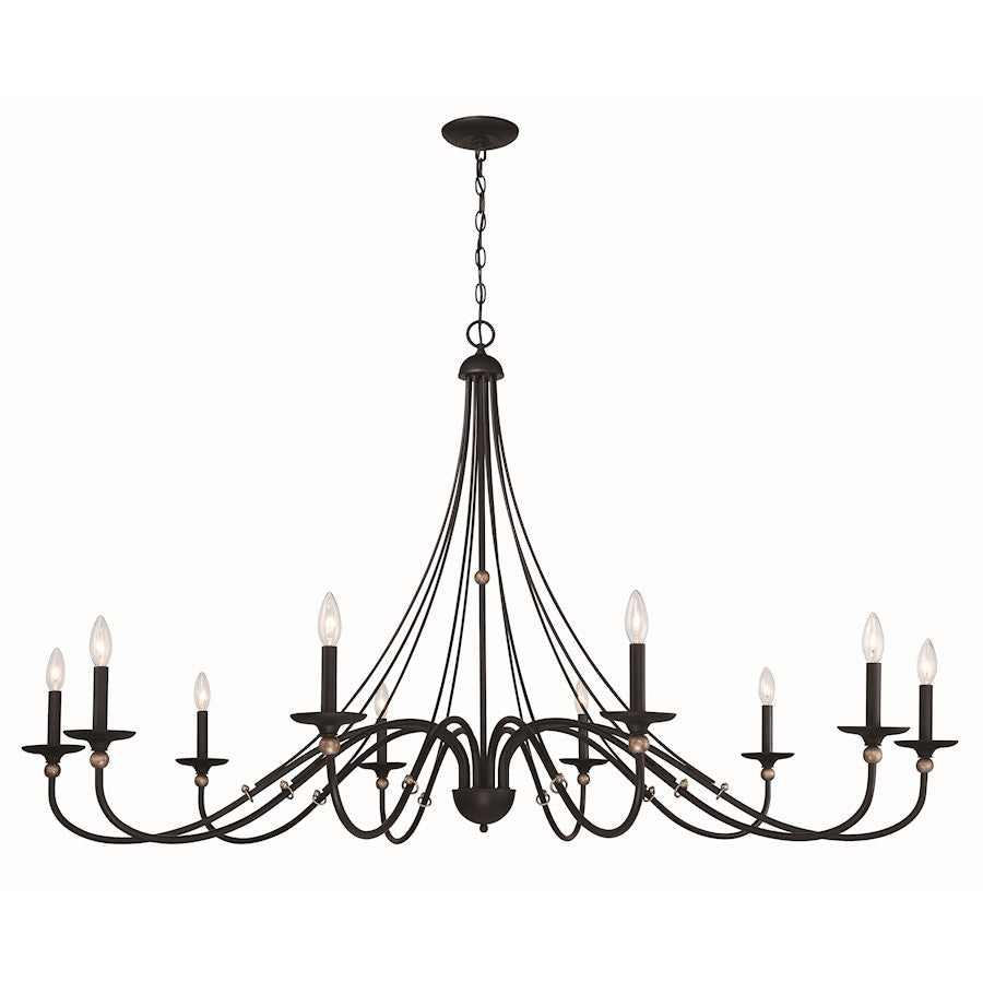 Minka Lavery Westchester County 10Lt Chandelier, Coal/Skyline Gold - 1038-677