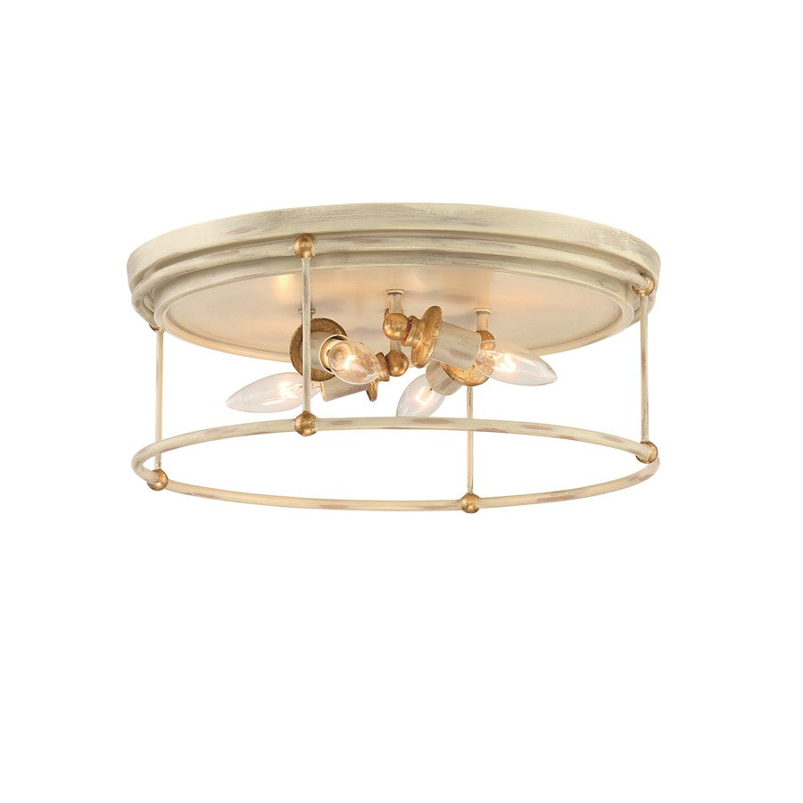 Minka Lavery Westchester 4 Light Flush Mount, White/Gilded Gold - 1040-701