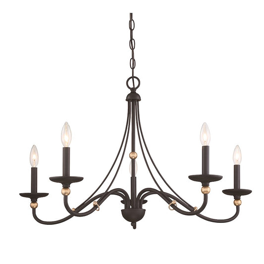 Minka Lavery Westchester 5 Lt 34" Chandelier, Coal/Skyline Gold Leaf - 1044-677