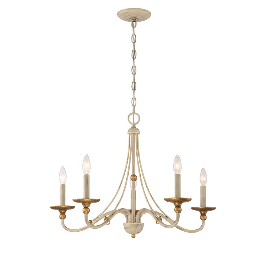 Minka Lavery Westchester 5 Light 20.75" Chandelier, White/ Gold - 1044-701