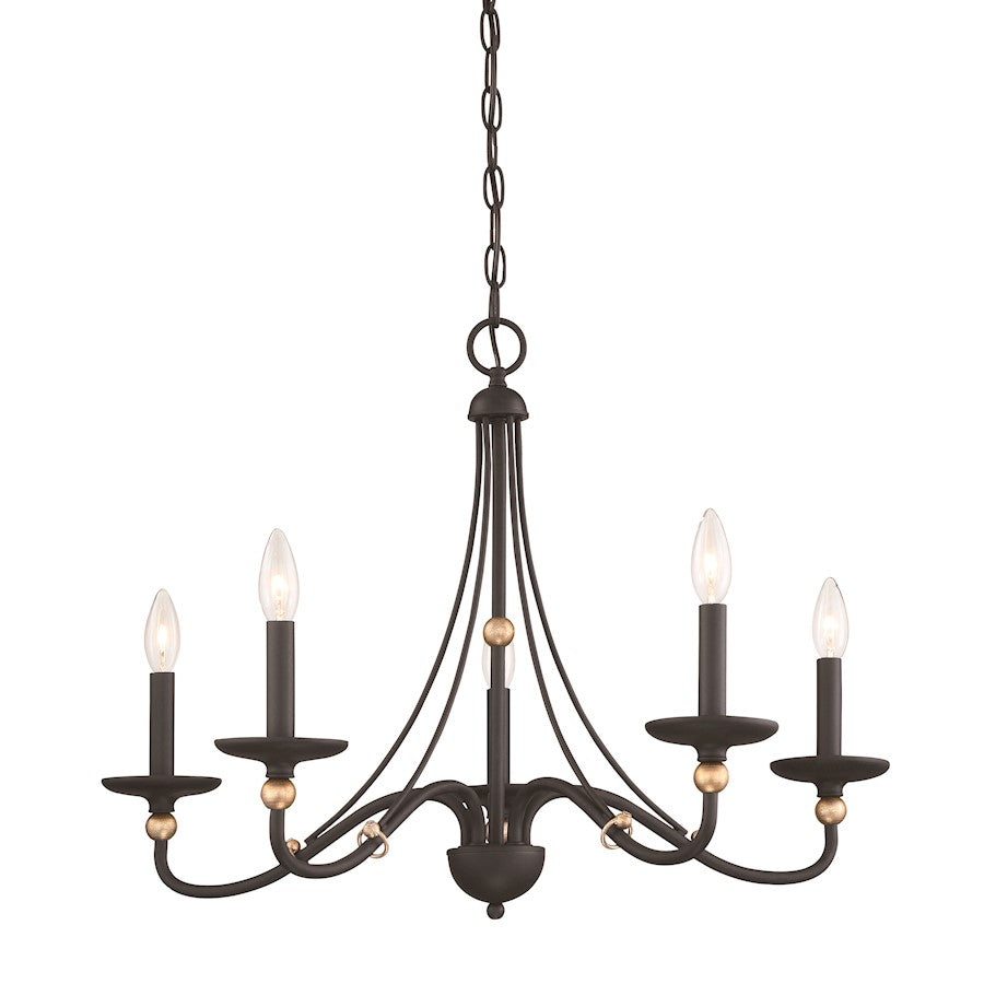 Minka Lavery Westchester 5 Lt 28" Chandelier, Coal/Skyline Gold Leaf - 1045-677