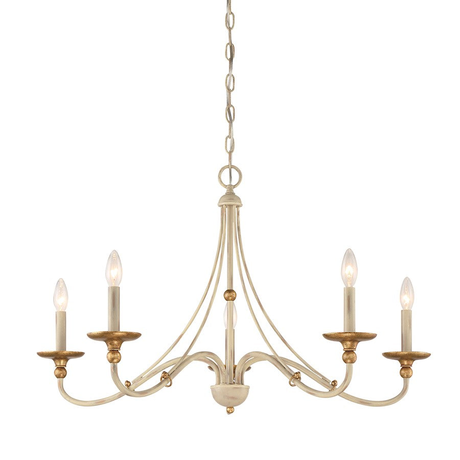 Minka Lavery Westchester 5 Light 20" Chandelier, White/Gilded Gold - 1045-701