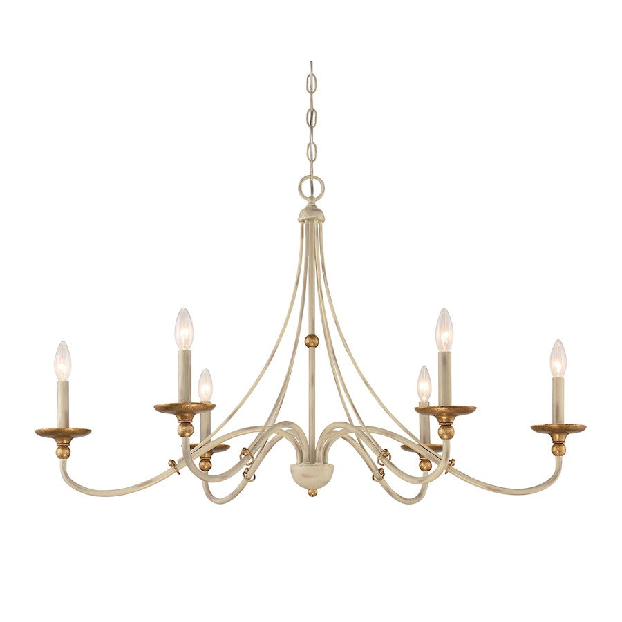 Minka Lavery Westchester 6 Light Chandelier, White/Gilded Gold - 1046-701