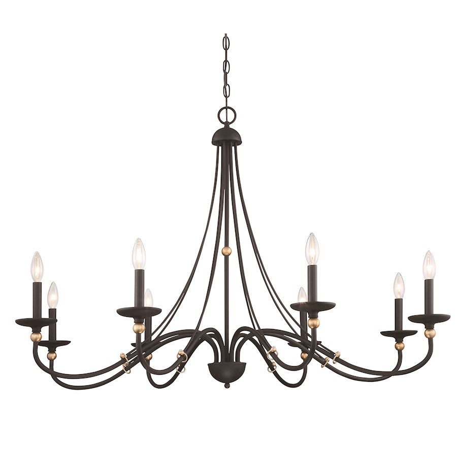 Minka Lavery Westchester 8 Lt Chandelier, Coal/Skyline Gold Leaf - 1048-677