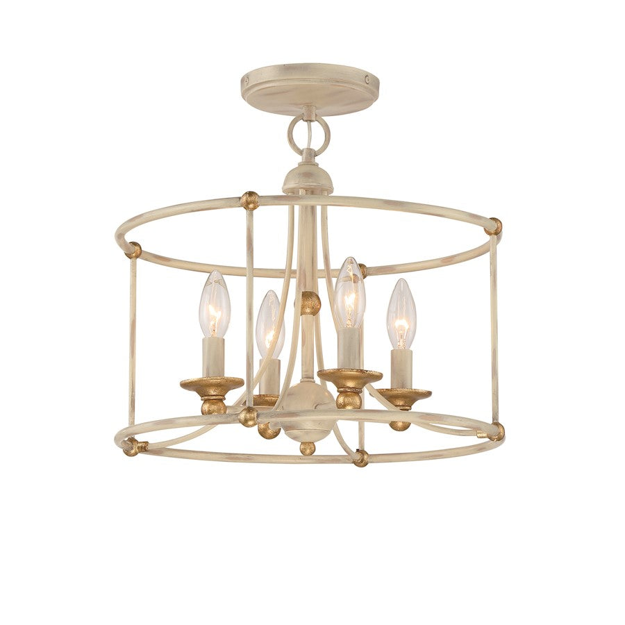 Minka Lavery Westchester 4 Light Semi Flush, White With Gilded Gold - 1049-701