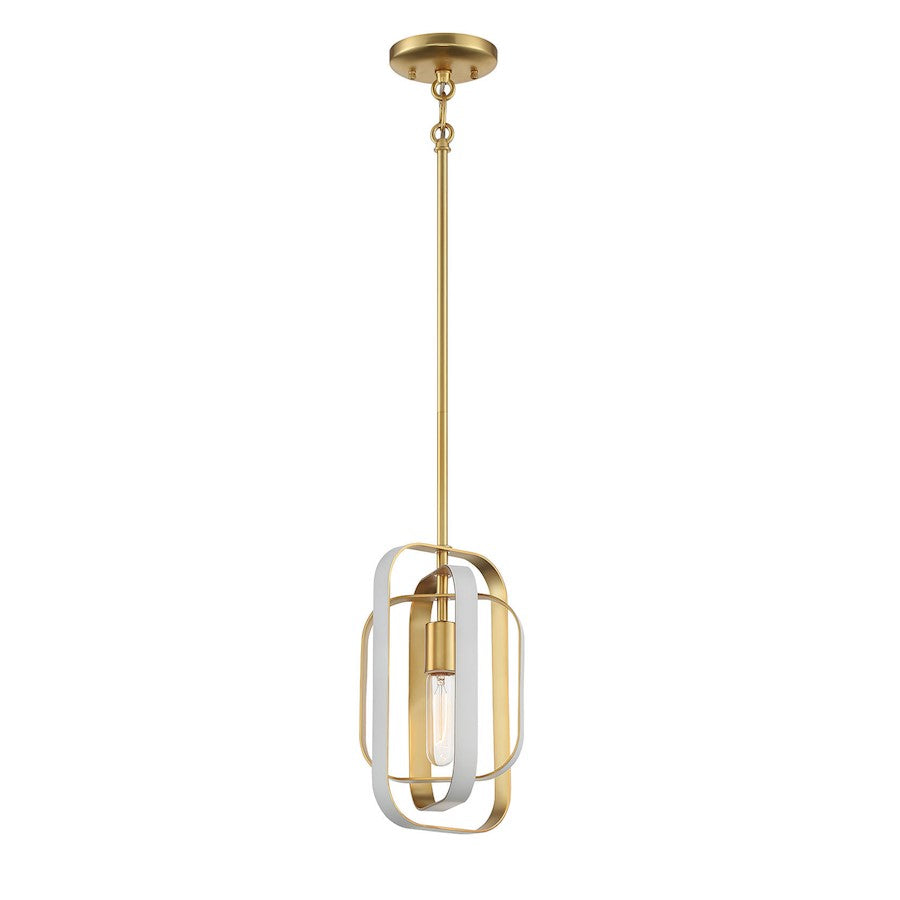 Minka Lavery 1 Light Pendant, Matte White/Honey Gold - 1211-706