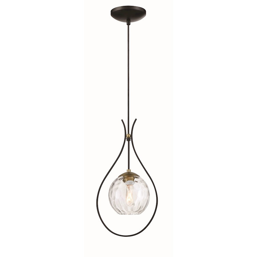 Minka Lavery Cody 1 Light Mini Pendant, Coal/Soft Brass - 1531-726