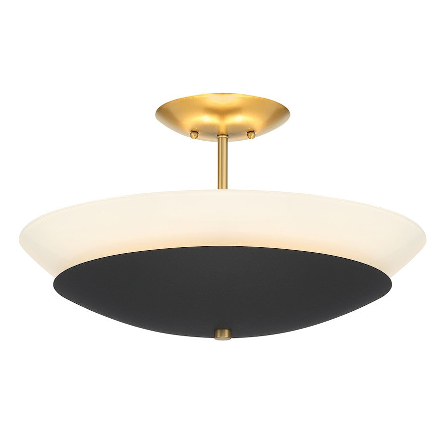 Minka Lavery Bax 3Lt Flush Mount, Sand Coal/Soft Brass/Frosted Opal - 1701-781