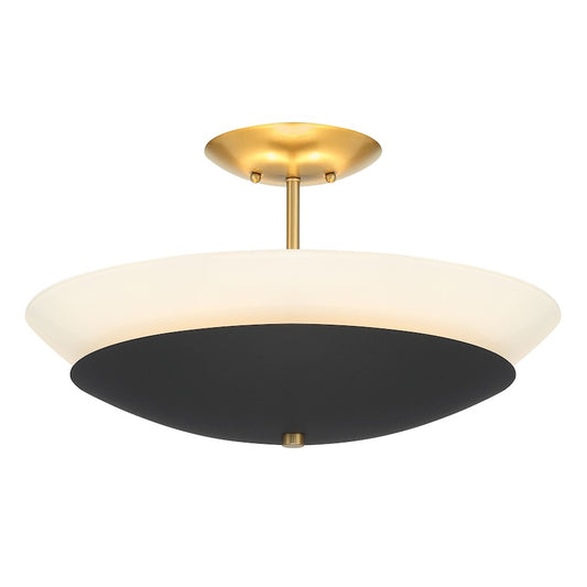 Minka Lavery Bax 3Lt Flush Mount, Sand Coal/Soft Brass/Frosted Opal - 1701-781