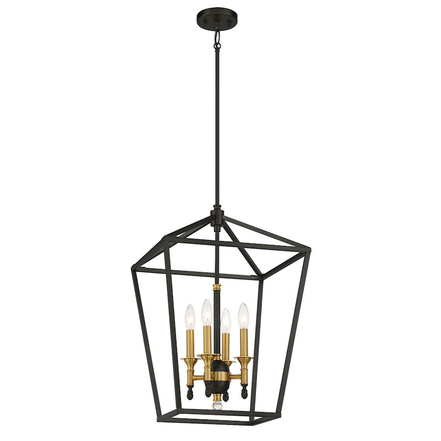 Minka Lavery Townhall 4 Light 16" Pendant, Coal/Soft Brass - 2103-726