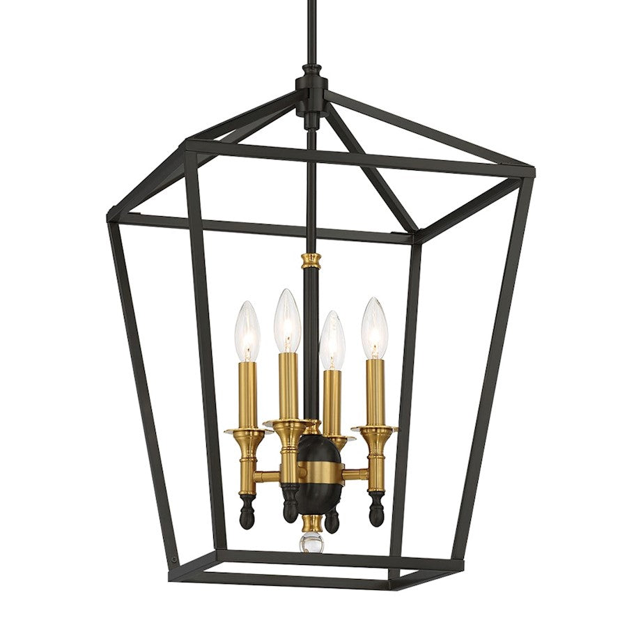 4 Light Pendant, Coal/Soft Brass