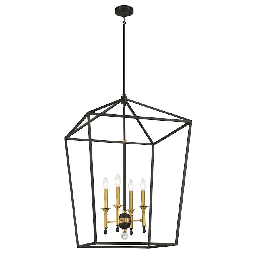 Minka Lavery Townhall 4 Light 24" Pendant, Coal/Soft Brass - 2105-726