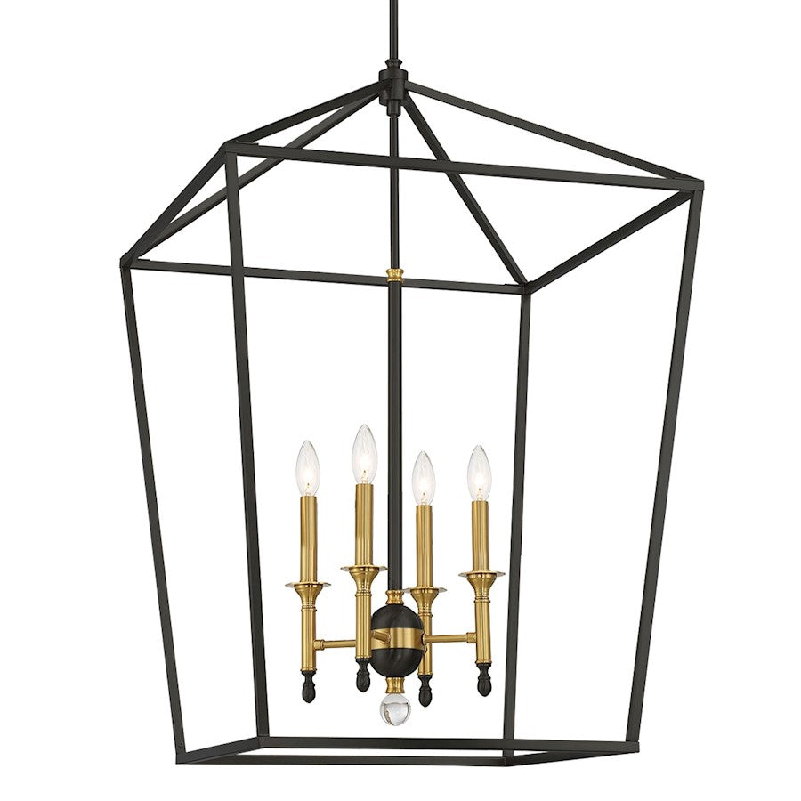 4 Light Pendant, Coal/Soft Brass