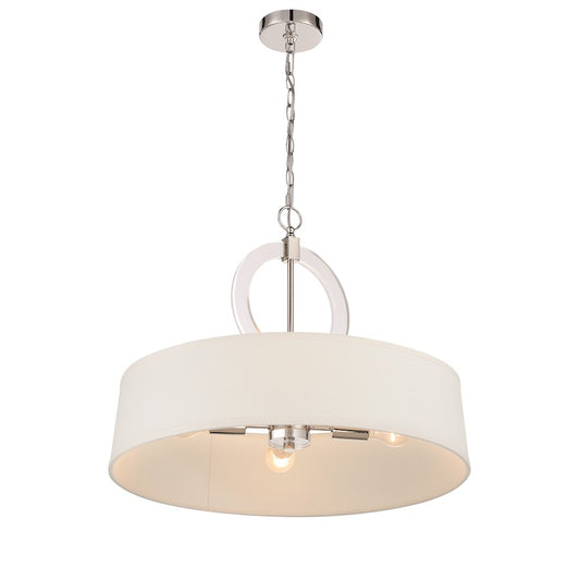 Minka Lavery Cape Coral 4 Light Pendant, Polished Nickel/White - 2151-613