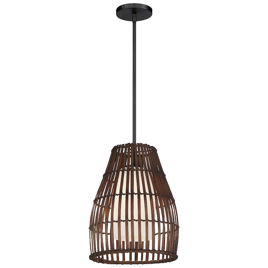 Minka Lavery Brentwood Shore 1 Light 16" Pendant, Coal/Etched Opal - 2161-66A