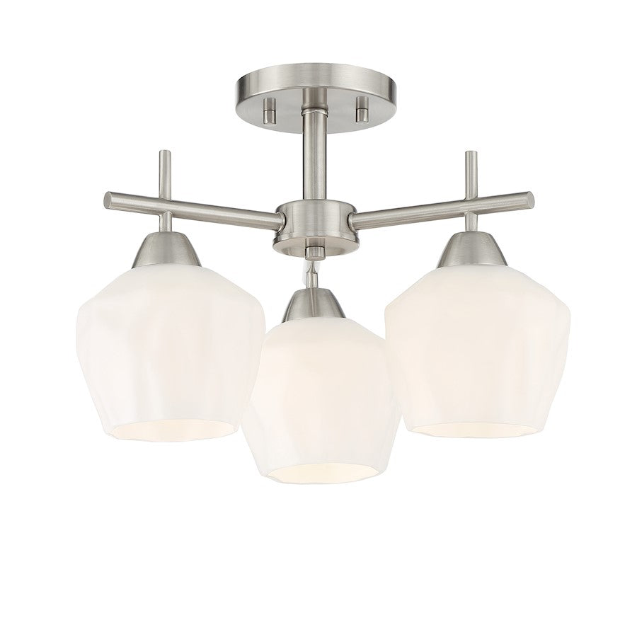 Minka Lavery Camrin 3 Light Semi Flush, Brushed Nickel - 2172-84