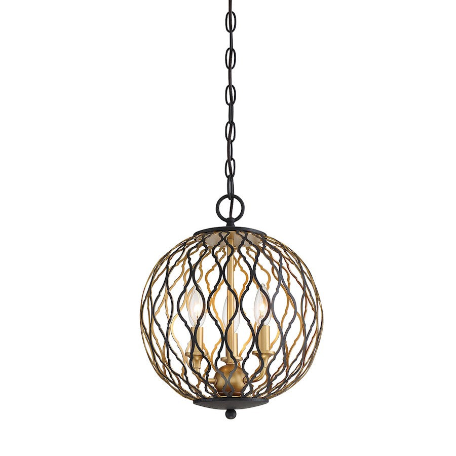 Minka Lavery Gilded Glam 3 Light Pendant, Sand Coal/Painted Gold - 2403-680