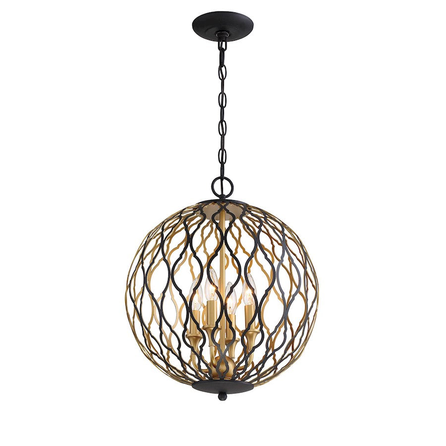 Minka Lavery Gilded Glam 4 Light Pendant, Sand Coal/Painted Gold - 2404-680