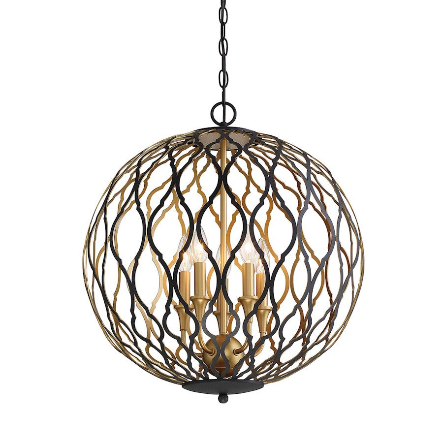 Minka Lavery Gilded Glam 5 Light Pendant, Sand Coal/Painted Gold - 2405-680