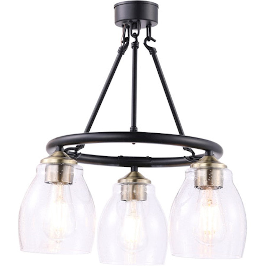 Minka Lavery Winsley 3 Light Chandelier, Coal/Stained Brass - 2437-878