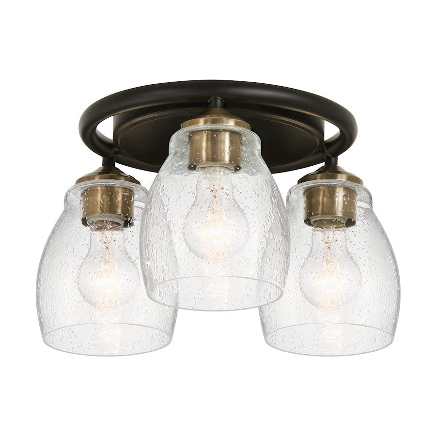 Minka Lavery Winsley 3 Light Semi Flush Mount, Coal/Stained Brass - 2438-878