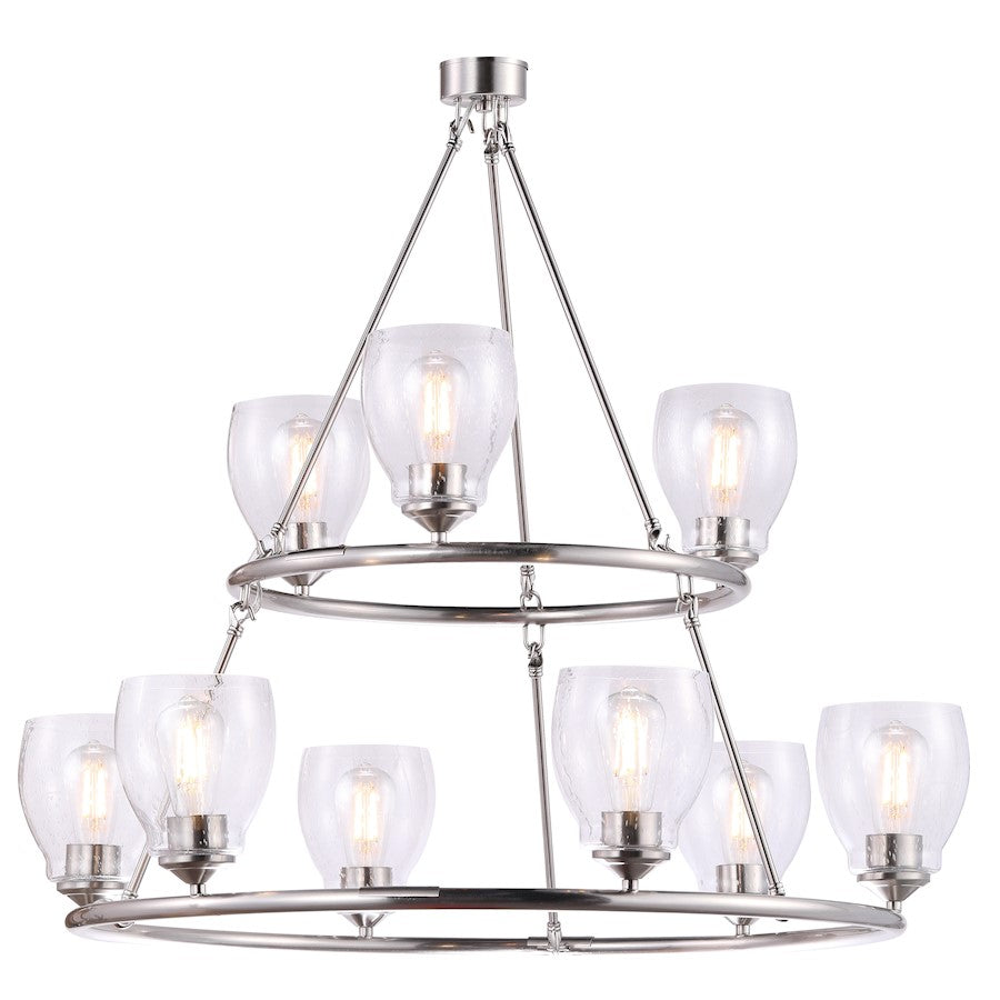 Minka Lavery Winsley 9 Light Chandelier, Brushed Nickel - 2439-84