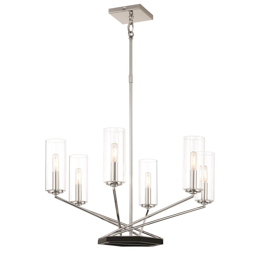 Minka Lavery Highland Crossing 6 Light Chandelier, Coal/Nickel /Clear - 2495-572