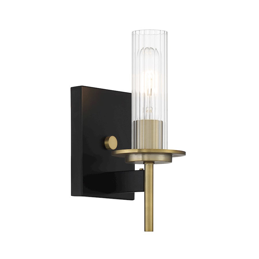 Minka Lavery Baldwin Park 1 Light Wall Sconce, Coal/Soft Brass - 2541-726