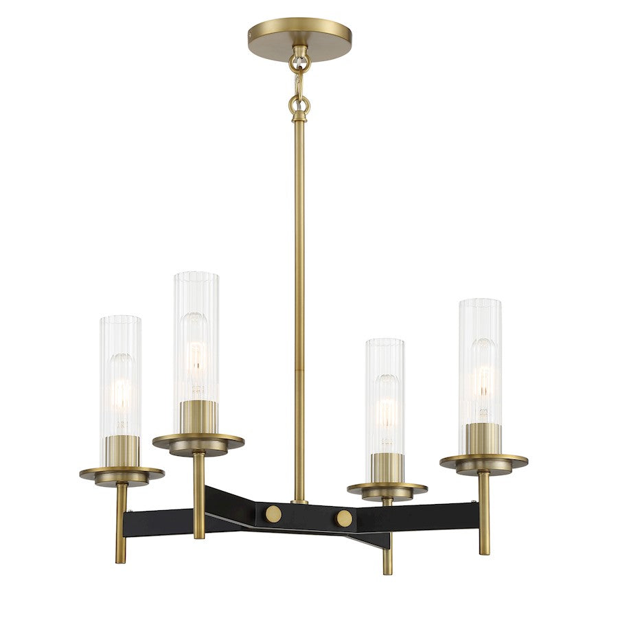 Minka Lavery Baldwin Park 4 Light Chandelier, Coal/Soft Brass - 2544-726