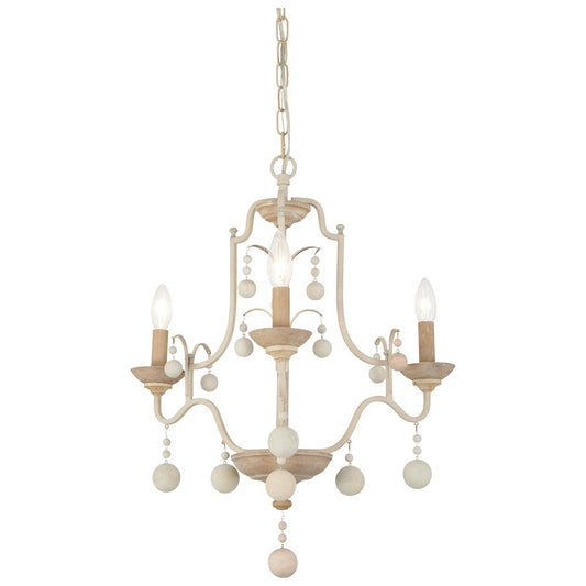 Minka Lavery Colonial Charm 3Lt Chandelier, White Wash/Sun Dried Clay - 2663-717