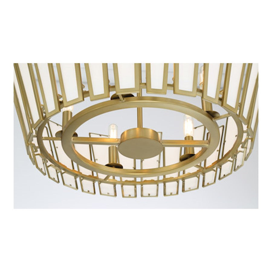 5 Light Pendant, Soft Brass