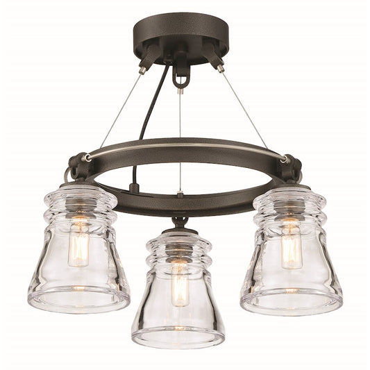 Minka Lavery Graham Avenue 3Lt Semi Flush Mount, Iron/Brushed Nickel - 2735-709