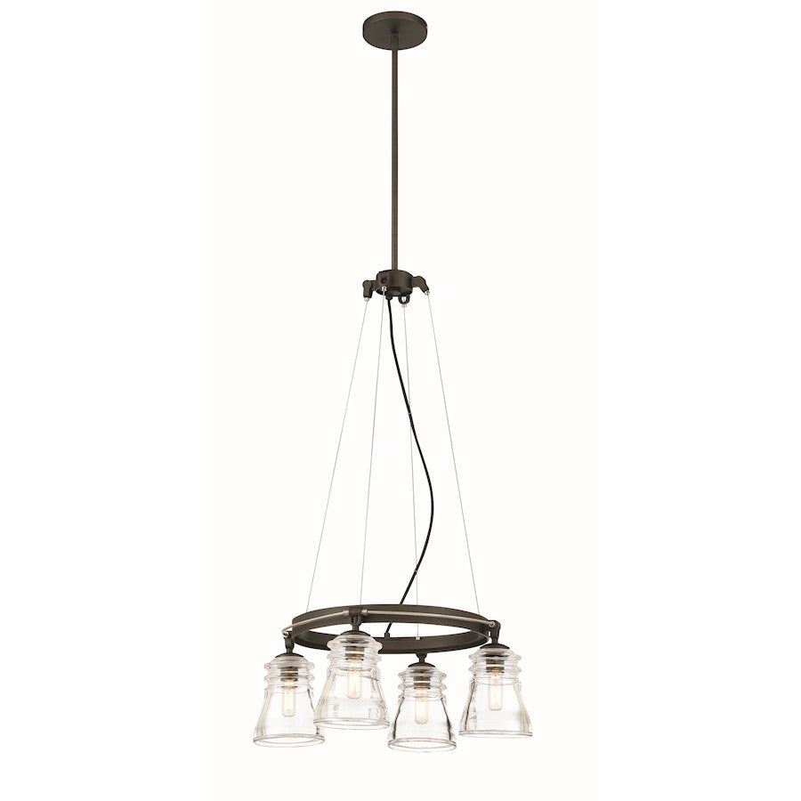 Minka Lavery Graham Avenue 4Lt Chandelier, Smoked Iron/Brushed Nickel - 2737-709