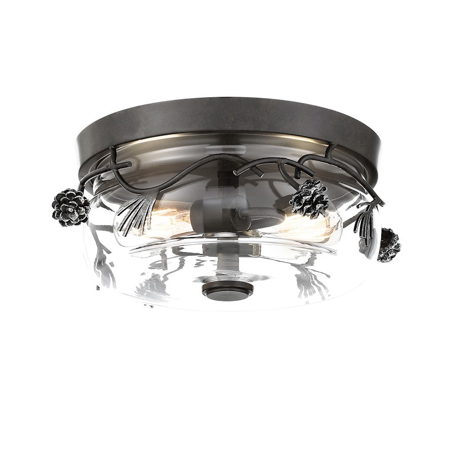 Minka Lavery Ponderosa Ridge 3 Light Flush Mount, Spruce/Silver - 2759-694