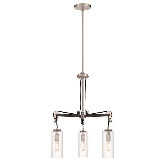 Minka Lavery Pullman Junction 3 Light Chandelier, Coal/Nickel/Clear - 2898-691