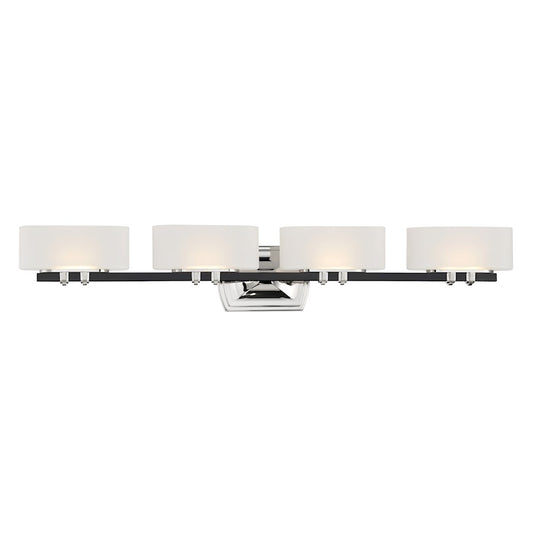 Minka Lavery Drury 4 Light LED Bath Vanity, Coal/ Nickel / White - 3014-572-L