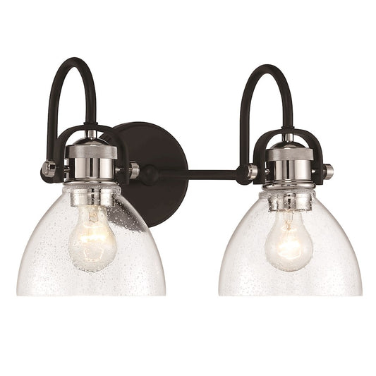 Minka Lavery Monico 2 Light Bath, Coal/Polished Nickel /Clear Seedy - 3362-572