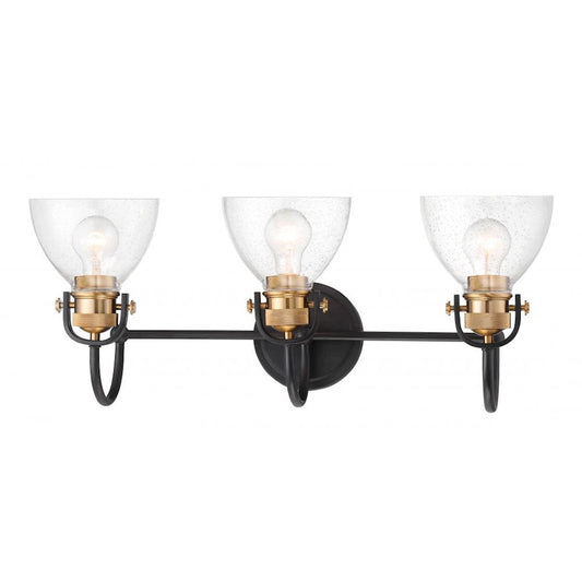 Monico 3 Light Bathroom Vanity Light, Painted Bronze with Natural Brush