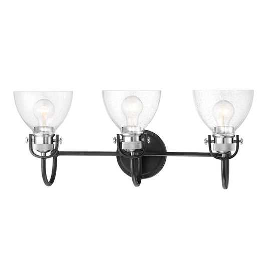 Minka Lavery Monico 3 Light Bath, Coal/Polished Nickel /Clear Seedy - 3363-572