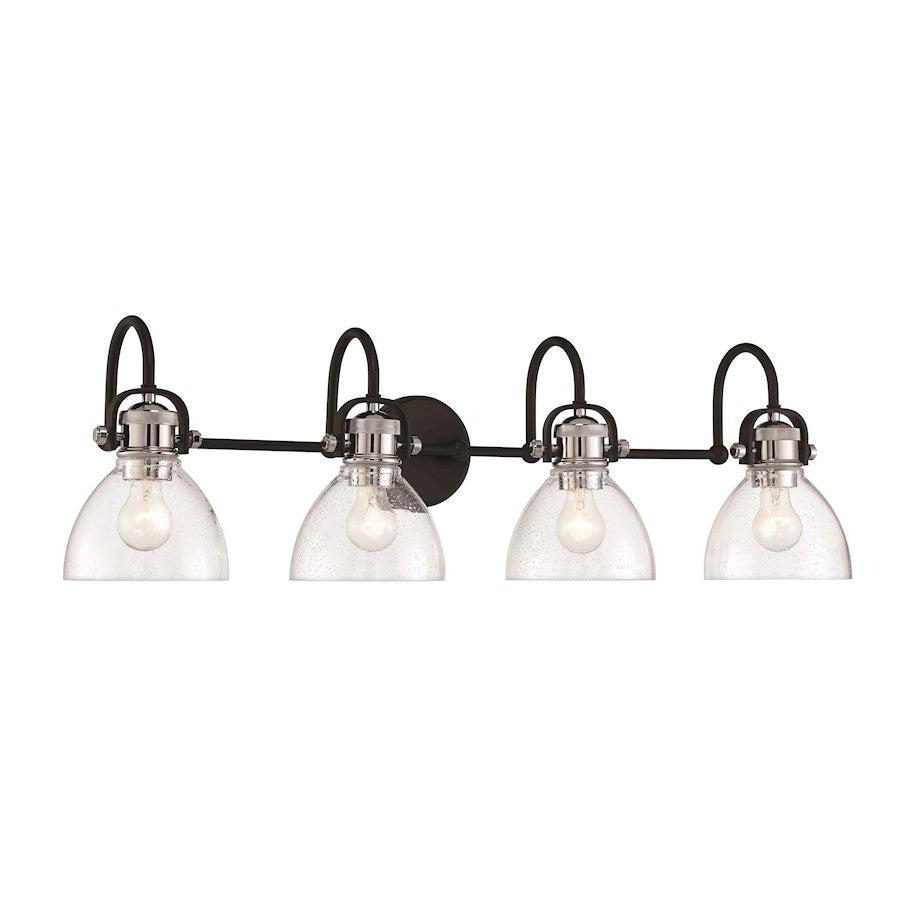 Minka Lavery Monico 4 Light Bath, Coal/Polished Nickel /Clear Seedy - 3364-572