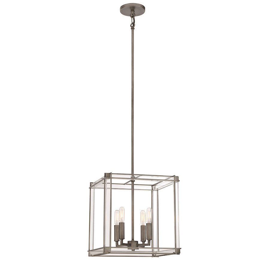 Minka Lavery Langen Square 4 Light Pendant, Antique Nickel - 3854-756