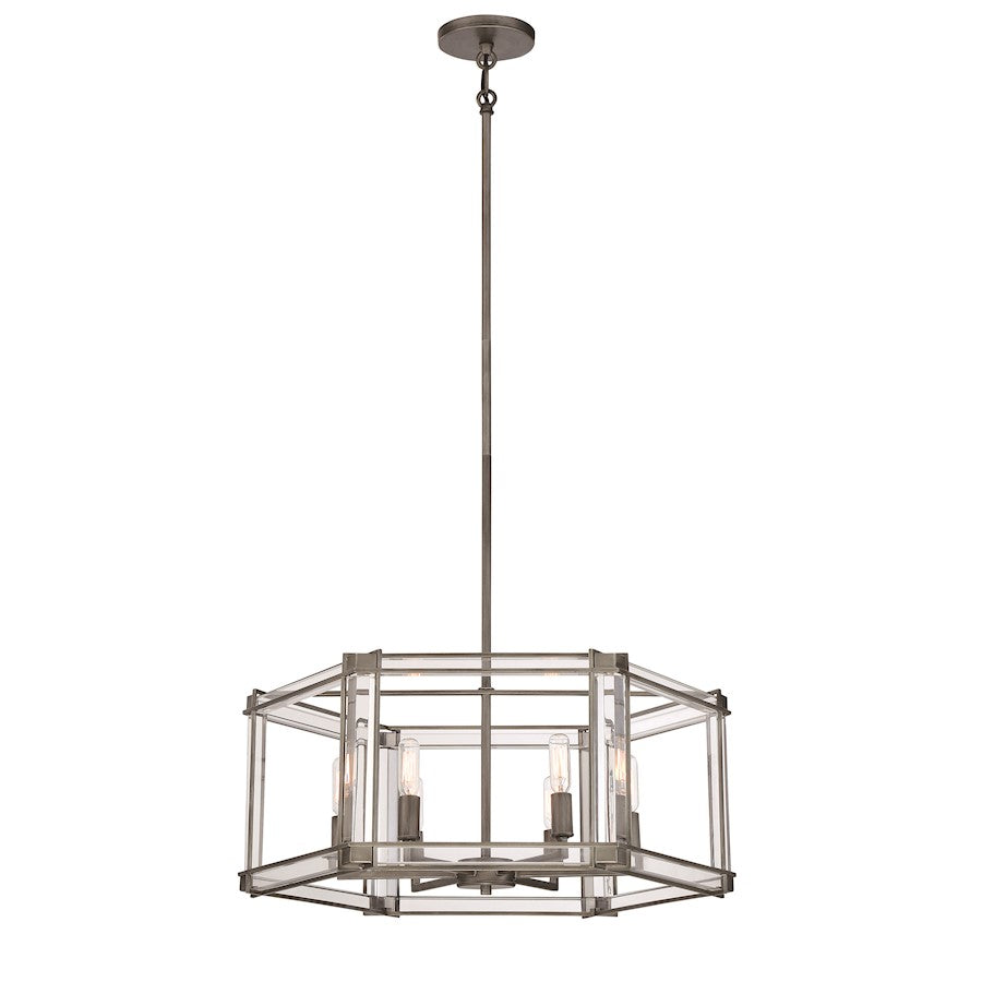 Minka Lavery Langen Square 6 Light Pendant, Antique Nickel - 3856-756